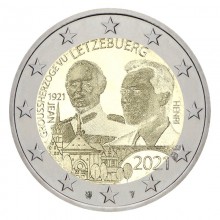 Liuksemburgas 2021 2 eurų proginė moneta- Didžiojo kunigaikščio Jeano gimimo 100-metis (holograma)