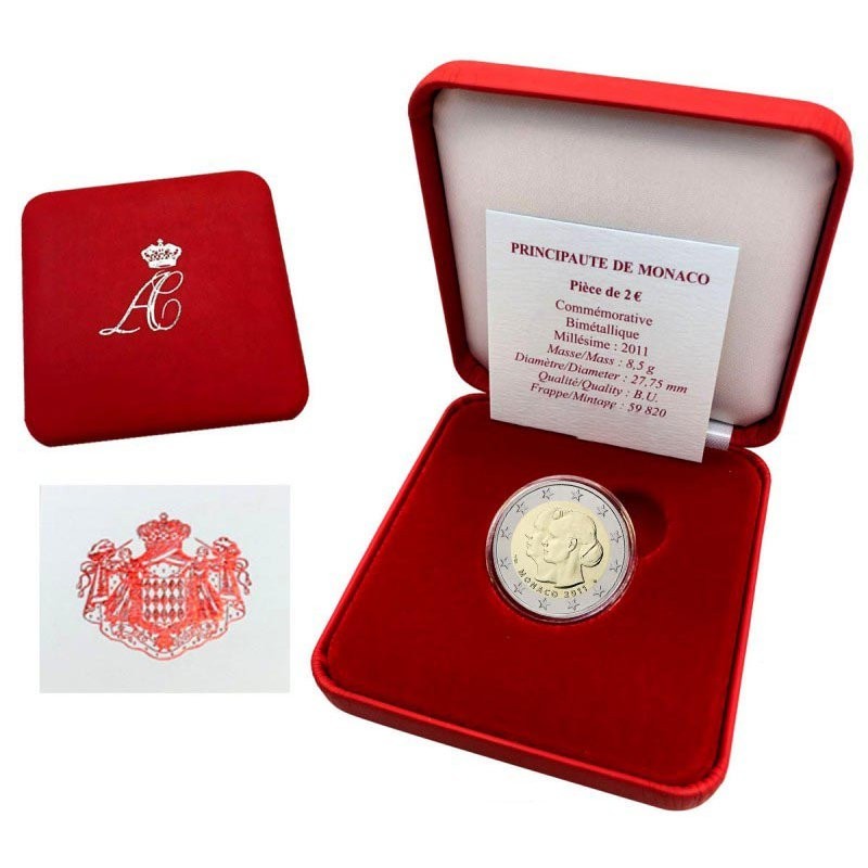 Monaco 2011 2 euro coin in box - The wedding of Prince Albert and Charlene Wittstock