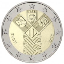 Estija 2018 2 euro proginė moneta kortelėje - Baltijos valstybių šimtmetis (BU)