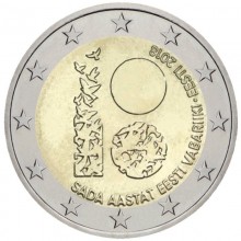 Estija 2018 2 euro proginė moneta kortelėje - Estijos respublikos 100-metis  (BU)