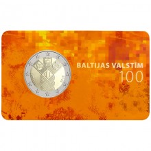 Latvija 2018 2 euro proginė moneta - Baltijos valstybių 100-metis (BU)