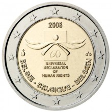 Belgium 2008 2 euro coin - 60 years since the universal declaration of human rights