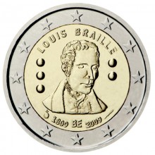 Belgium 2009 2 euro coin - 200th anniversary of the birth of Louis Braille